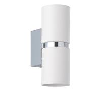 Eglo LED Wall Lamp Passa, 2-Light Wall Spotlight, Indoor Metal Wall Light in White and Chrome, Living Room Lamp, Hallway Light with Up and Down Lighting, Round, GU10 Socket