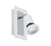 Eglo LED Wall lamp Sarria, Wall Spotlight Made of Metal, Living Room lamp in White, Chrome, lamp with Switch, spot incl. GU10 Bulb, Warm White