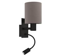 Eglo Pasteri Fabric LED Wall Lamp with Reading Light - Black