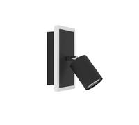 Eglo LED Wall Light Indoor Rimbocchi 1, Rectangular Mounted lamp with Adjustable Spotlight, Spotlight Made of Black Metal and White Plastic, Warm luminaire