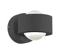 Eglo LED Wall Light ONO 2, 2-Flame Indoor Wall Spotlight, Aluminium and Plastic, Anthracite Living Room Lamp, Clear LED Hallway Light with Warm White Up and Down Illumination