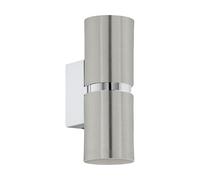 EGLO Passa LED Wall Light 2 Bulbs Wall Light Modern Interior Metal in Nickel Matt and Chrome Living Room Lamp Hallway Lamp with Up and Down Light, Round, GU10 Socket