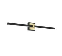 Eglo LED Wall Light Peguera, Hallway and Bathroom Mirror lamp, Minimalist Lighting Fixture Made of Black Metal and Brass, Warm White, IP44, 80 cm