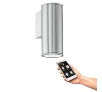 Eglo LED Wall Light Riga, Outdoor Wall Lamp, Stainless Steel Exterior Light, Outdoor Lamp with GU10 Socket, IP44, Height 15 cm
