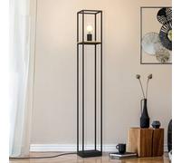EGLO Libertad floor lamp, height 128.5 cm, black/wood, steel