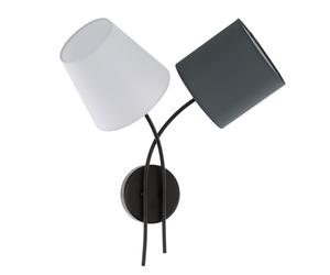Eglo Lighting Eglo Almeida 2 Light Wall Fitting In Black Finish With Coloured Fabric Shades