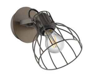 Eglo Lighting Sambatello Single Light Wall Fitting In Silver Finish With Wood Detail