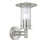 EGLO Lisio 30184 Stainless-Steel and Clear Exterior Wall Light, Traditional Design, IP44, E27
