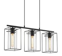 Eglo Loncino Smoke And Black Glass And Metal 3 Light Ceiling Fitting, (D) 74.5Cm