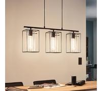 Eglo Loncino Smoke And Black Glass And Metal 3 Light Ceiling Fitting, (D) 74.5Cm