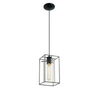 Eglo Loncino Smoke And Glass And Metal 1 Light Ceiling Fitting In Black Black