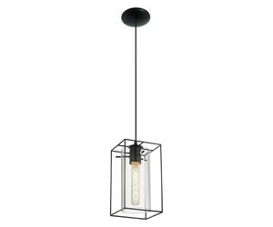 Eglo Loncino Smoke And Glass And Metal 1 Light Ceiling Fitting In Black Black