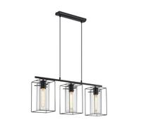 Eglo Loncino Smoke And Glass And Metal 3-Light Ceiling Fitting In Black Black