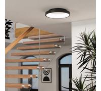 Eglo Connect.z Smart Home LED Ceiling Light Fixture Loretello-Z, dimmable lamp, ZigBee, Matter, app & Voice Control Alexa, Warm to Cool White, RGB, Black, Ø 35 cm