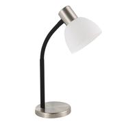 Eglo Macere Table lamp, Table Light for Office and Bedroom, Desk lamp Made of Metal in Silver and Glass in White, Bedside lamp with E14 Socket