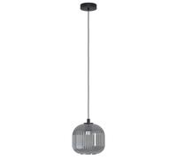 EGLO Pendant lighting Mantunalle, ceiling light fitting, hanging lamp for dining room made of black metal and smoked glass in transparent black, E27 socket, 7.9“