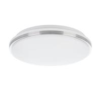 Eglo Marunella LED Ceiling Light, Steps Dimmable Neutral White Wall Lamp, Ø 34 cm (13.3"), Nickel Matt Steel and White Plastic Living Room Ceiling Lighting