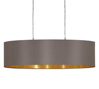 EGLO Maserlo 2-Bulbs Textile Pendant Lamp, Oval Hanging Light in Nickel Matt Steel and Fabric Coloured in Cappuccino and Gold, E27 Socket, L: 78 cm (30.7")