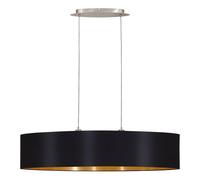 Eglo Maserlo 2-Flame Textile Pendant Lamp, Black and Gold Fabric