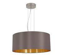 Eglo Maserlo 3-Bulb Fabric Pendant Lamp, Steel and Fabric Hanging Light Coloured in Nickel Matt, Cappuccino and Gold, E27 Socket, Ø: 53 cm (20.8")