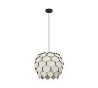 Eglo Pendant Lighting Mattanza, Ceiling Light Fitting for Dining Room, Wooden Hanging lamp Made of Light Grey Wood and Black Metal, E27 Socket, Ø 20”