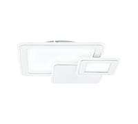 EGLO Mentalurgia LED Ceiling Light, 3-Bulb Wall Lamp, Ceiling Lamp Made of Steel in Chrome and Plastic in White, Square Living Room Lamp with Colour Temperature Change (Warm, Neutral, Cold)