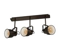 EGLO Mitchley 3-Bulb Ceiling Light Vintage Industrial Retro Steel Ceiling Spotlight Living Room Lamp in Dark Bronze Cream Kitchen Lamp Spotlights with E27 Socket L 57.5 cm