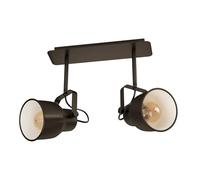EGLO Mitchley Ceiling Light, 2-Bulb Ceiling Light, Vintage, Industrial, Retro, Ceiling Spotlight Made of Steel, Living Room Lamp in Dark Bronze, Cream, Kitchen Lamp, Spotlights with E27 Socket, L 47