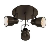 EGLO Mitchley Ceiling Light, 3-Bulb Ceiling Light, Vintage, Industrial, Retro, Ceiling Spotlight Made of Steel, Living Room Lamp in Dark Bronze, Cream, Kitchen Lamp, Spotlights with E27 Socket,