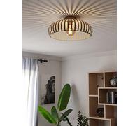 Eglo Mogano 3 Sandy Steel Minimalist, Caged Style Ceiling Light, Cream