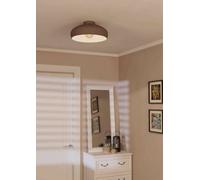 Eglo Ceiling Light Fitting Mogano, Round Flush Mount Ceiling lamp Made of Steel in Mocha Colour, Living Room, Kitchen, Hallway Lighting in Vintage and Scandinavian Design, E27 Socket