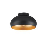 EGLO Ceiling light fitting Mogano 2, flush mount ceiling lamp, living room and hallway lighting made of metal in black and gold, E27 socket