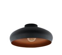Eglo Mogano Vintage/Industrial Design Ceiling Light, Black Steel and Copper Coloured Kitchen or Hall Lighting, Ceiling-Mounted with E27 Socket