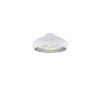 Eglo Mogano Vintage Flush Ceiling Light, Industrial Design White and Silver Steel Ceiling Lamp, Living Room, Kitchen, Hallway Lighting, E27 Socket
