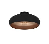 Eglo Mogano Vintage/Industrial Design Ceiling Light, Black Steel and Copper Coloured Kitchen or Hall Lighting, Ceiling-Mounted with E27 Socket