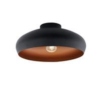 Eglo Mogano Vintage/Industrial Design Ceiling Light, Black Steel and Copper Coloured Kitchen or Hall Lighting, Ceiling-Mounted with E27 Socket