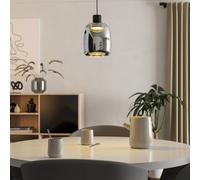 Eglo Connect.z Smart-Home LED Pendant Light Molochio-Z, Hanging lamp Made of Black Metal and Smoked Glass, ZigBee, app and Alexa Voice Control, Warm White-Cold White, RGB, dimmable