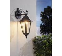 Eglo Navedo Black Metal And Glass Ip44 Outdoor Wall Light, (D) 20Cm