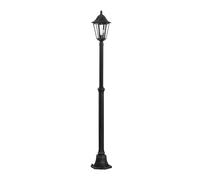 EGLO Navedo Outdoor Floor Lamp, 6 Panel Lantern Lights Made in Cast Aluminium and Glass, Coloured in Black and Silver-Patina, E27 Socket, H:200cm, IP44