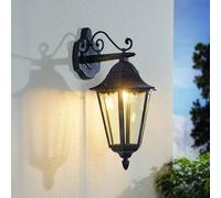 EGLO Navedo outdoor wall lamp, black/silver, height 47 cm, downward-facing
