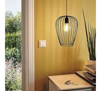 EGLO Newtown 1 Light Vintage Hanging Pendant Light With A Black Caged Shade Black