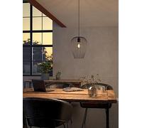 Eglo Newtown Black Vintage Caged Hanging Single Pendant Light Black