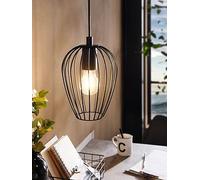 Eglo Newtown Pendant Lamp, Single-Light Vintage Hanging Lamp, Retro Steel Pendant Light, Colour: Black, Socket: E27, Ø 16 cm