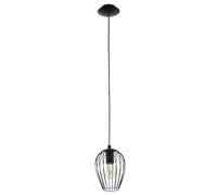 Eglo Newtown Pendant Lamp, Single-Light Vintage Hanging Lamp, Retro Steel Pendant Light, Colour: Black, Socket: E27, Ø 16 cm