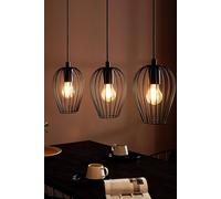 Eglo Newtown Vintage 3-Light Pendant With Black Caged Shades Black One Size