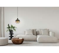 EGLO Oilella 1-Light Black To Brown Gradient Hanging Pendant Light - Black, Brass - Steel - Pendant Light