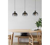 Eglo Oilella Linear Glass Pendant Light - Black And Grey, Black