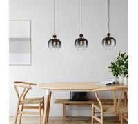 EGLO Oilella hanging light, black-grey, length 95 cm, glass, 3-bulb.