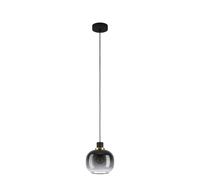 Eglo Oilella Smoke And Black Glass And Metal 1 Light Pendant Light, (D) 19Cm