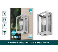 EGLO Outdoor ALAMONTE Wall Light Glass Case Metal Case IP44 E27 Max 60 Watt